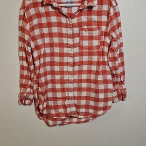 Old Navy Red and White Gingham Button-Down Kids Shirt